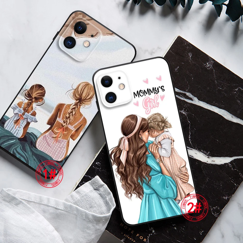 WSY16 Мягкий чехол Cute Cartoon Baby Mom для Xiaomi Mi A1 A2 A3 9T Pro Poco F1 F2 F3 GT M2 M3 M4 M5 C40 X2 X3 NFC X4 pro