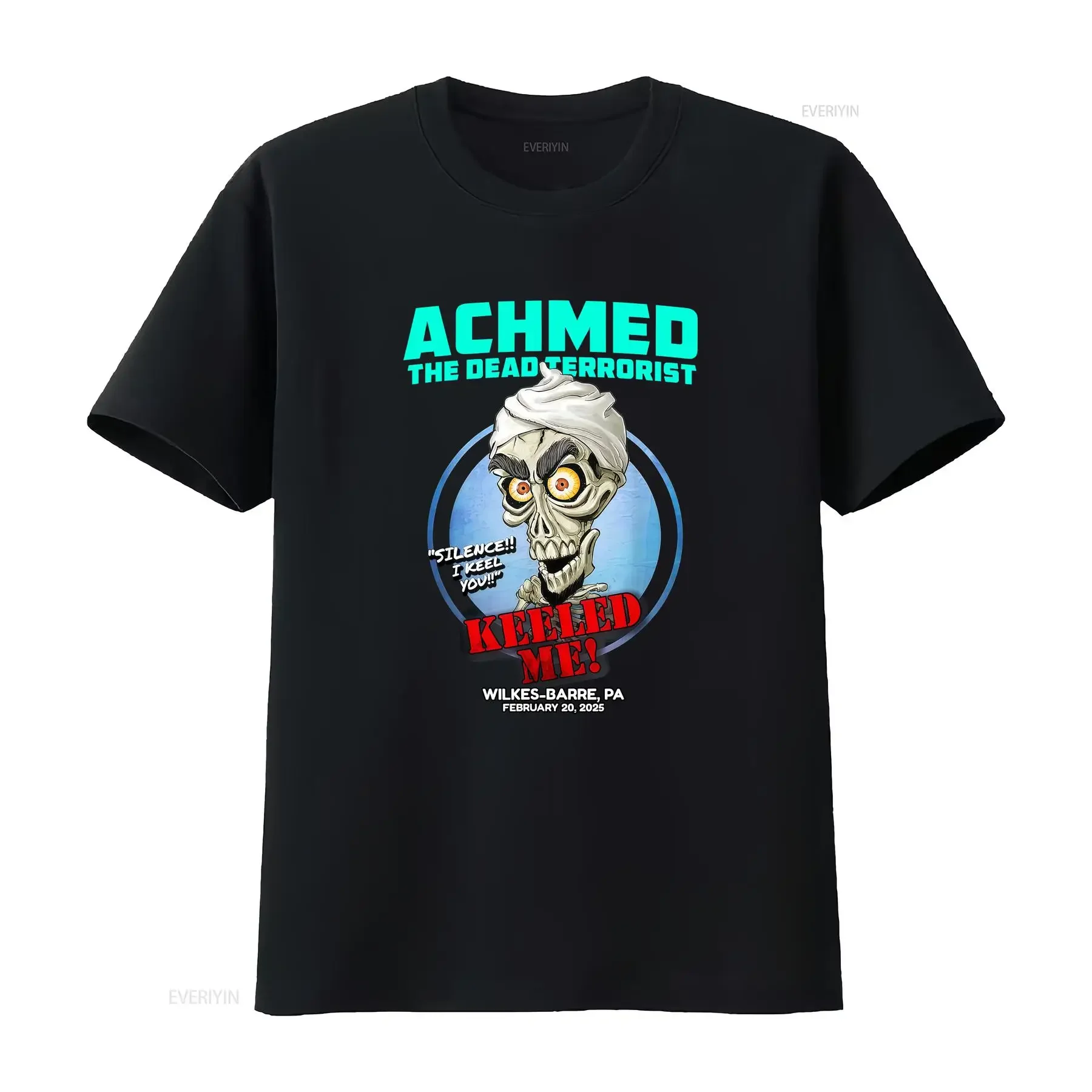 Фото Футболка Achmed The Dead Terrorist Wilkes Barre PA 2025, винтажная, с эффектом потертости, универсальная, дышащая, эластичная, для повседневной носки №1