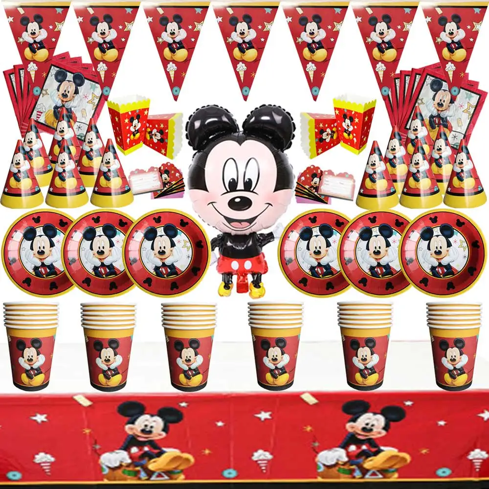 

Mickey Mouse Party Decoration Disposable Tableware Set Balloon Backdrop Baby Shower Tablecloth Kid Birthday Party Favor Supplies
