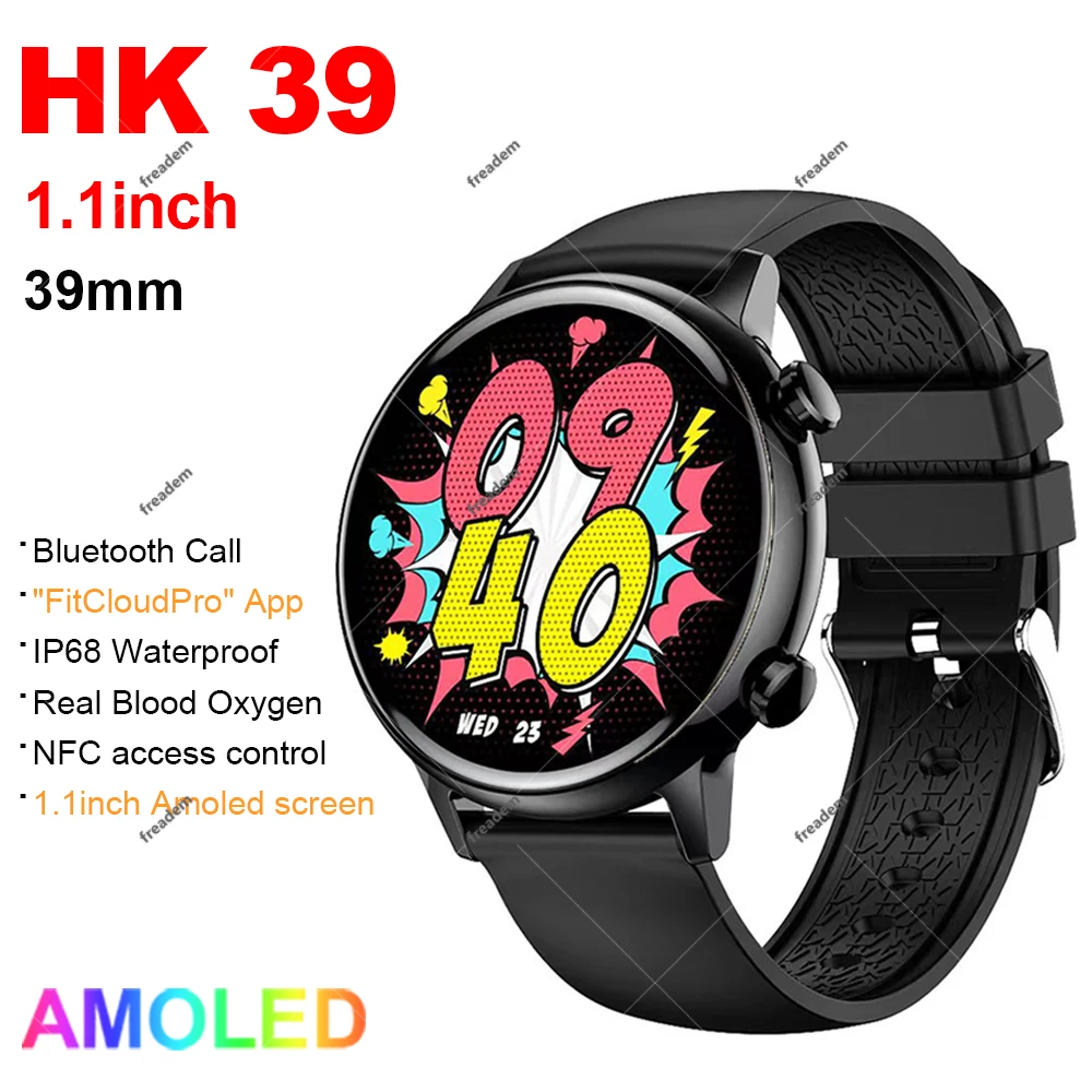 

2023 Round Amoled Screen Smart Watch Women Hk39 1.1inch Magnetic Charge Call Waterproof IP68 NFC FitCloudPro APP Smart Watch