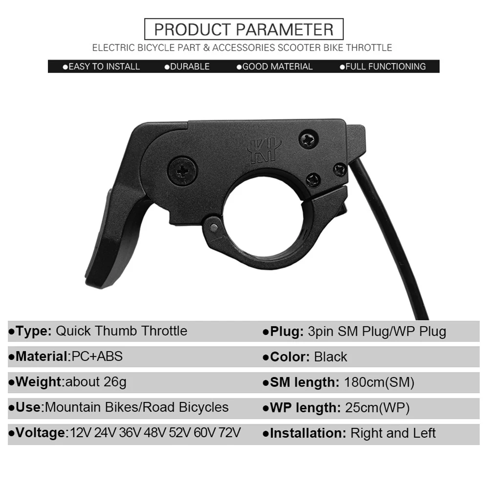 

Cycling Thumb Throttle Finger Lever Universal Finger Lever 24V 36V 48V 52V 60V 72V Bicycle Accessories Brand New