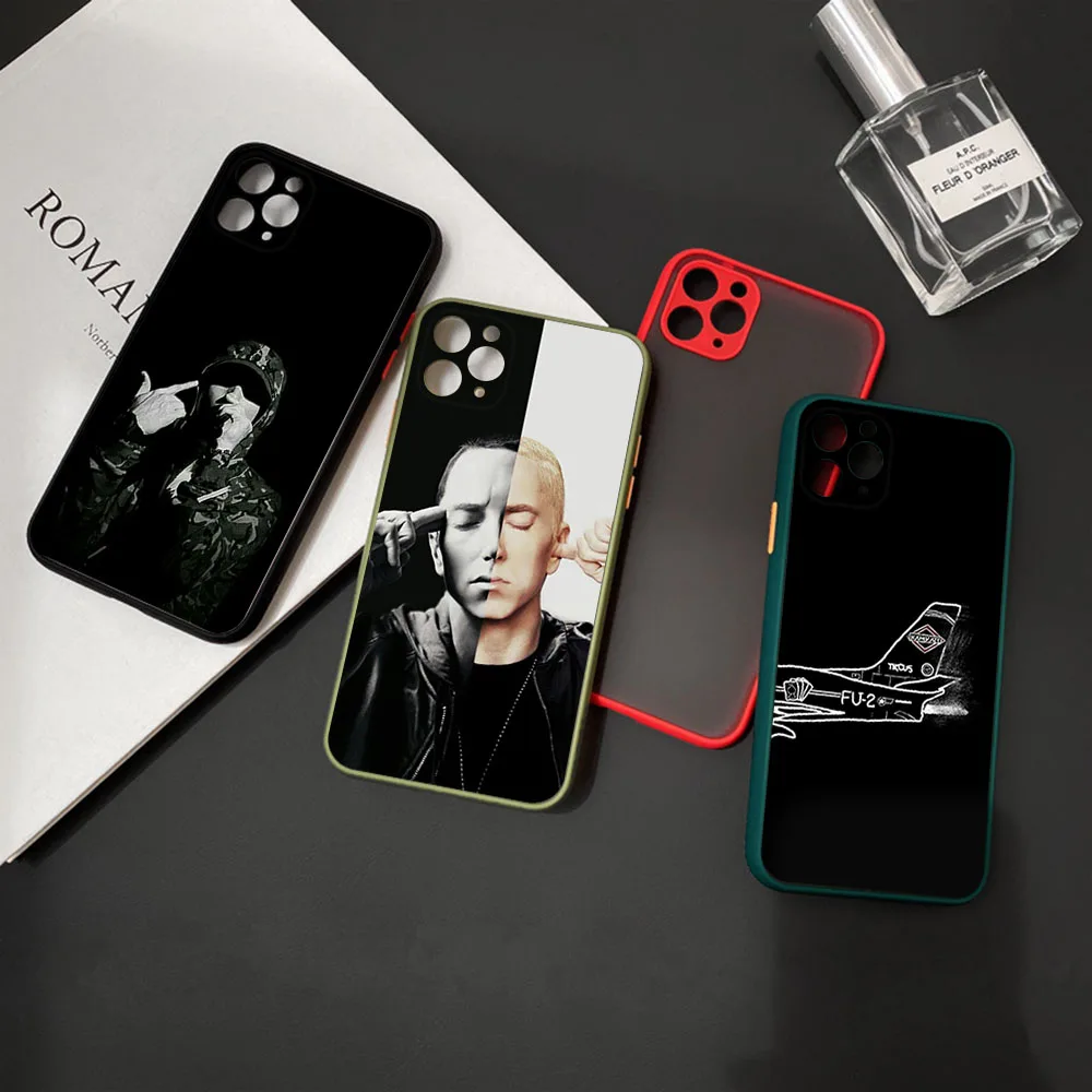 Полупрозрачный чехол для телефона Skin Feel iPhone 16 Pro Max 15 14 13 12 11 7 8 Plus SE Mini XR Eminem RAP GOD Frosted