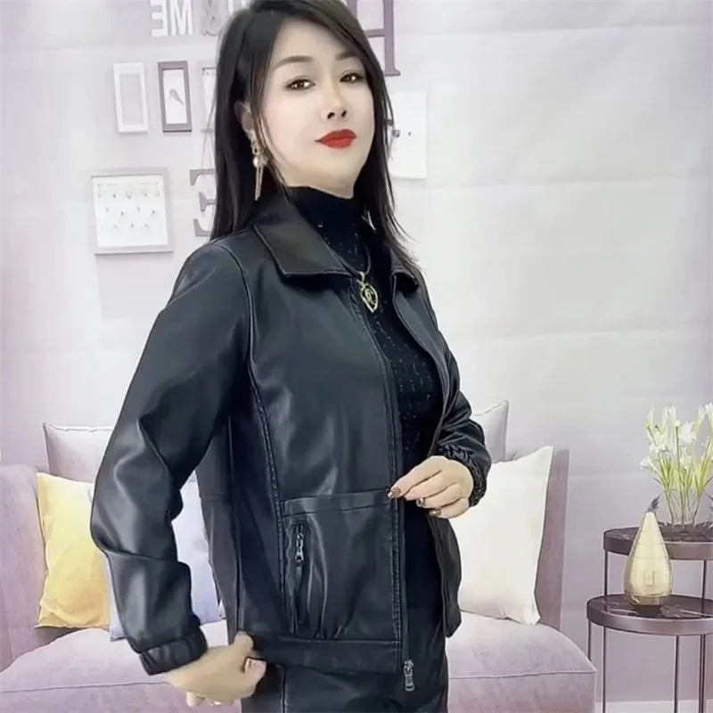 2025 взрывная куртка из искусственной кожи женская весенне-осенняя новая короткая