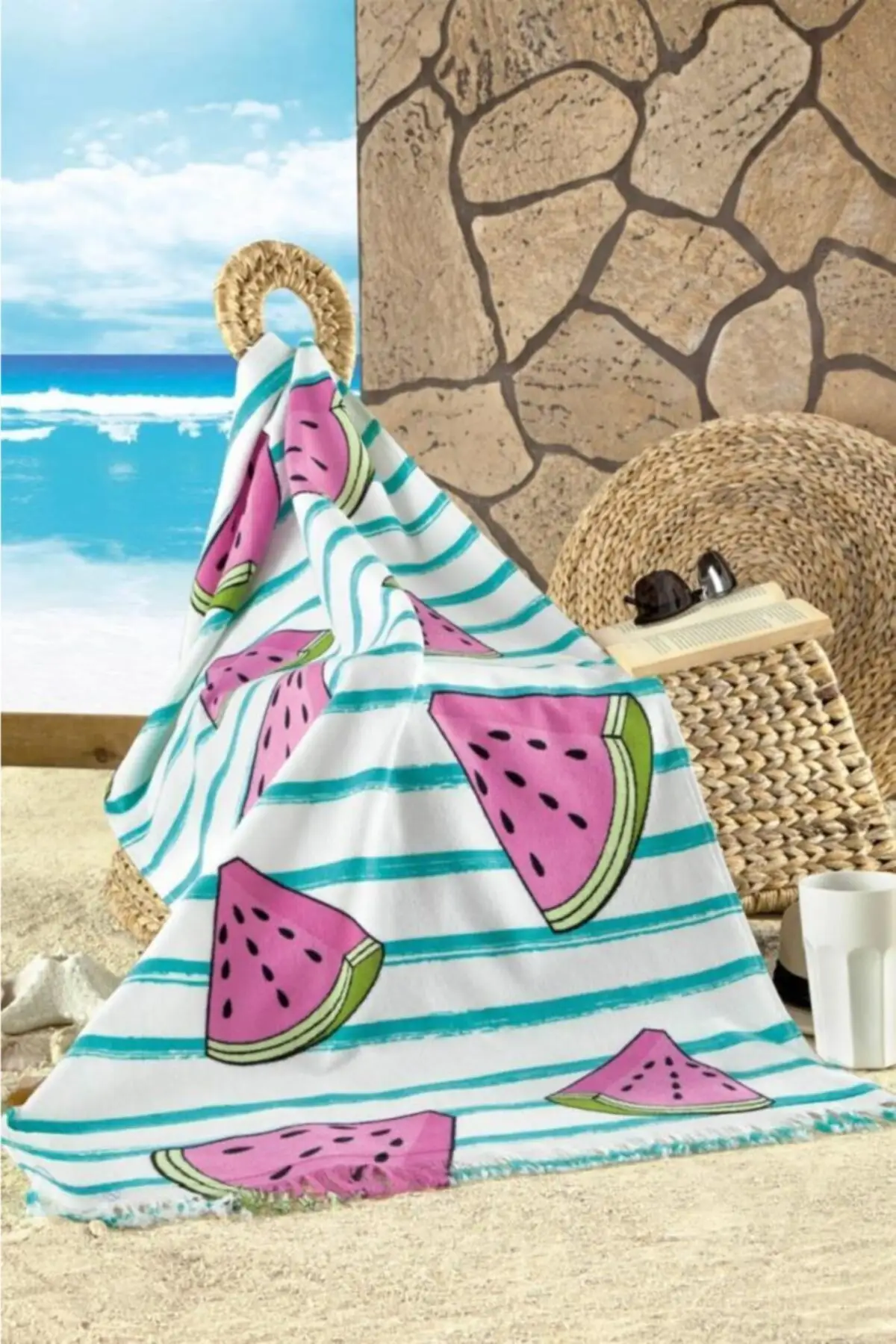 

Beach Towel 2 Pieces Velvet Beach Towel Fruity 70x160 Soft Textured Water Absorbing Quick Dry