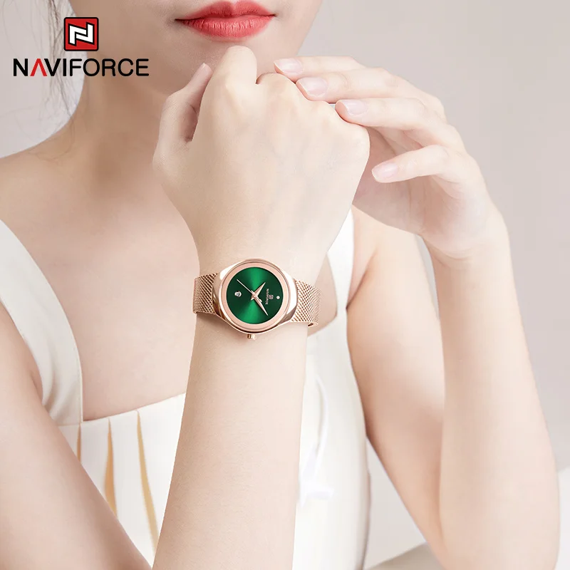 Лучшие роскошные женские офисные наручные часы NAVIFORCE женский ремешок из