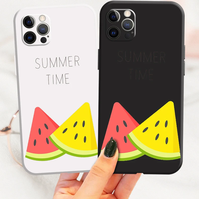 

iPhone Case Plus SE Xr 12 X 7 Max 2020 6 ProMax Xs 11 13 6s Mini 8 Summer Time Watermelon Phone Covers Stand Funda Elecom Slot