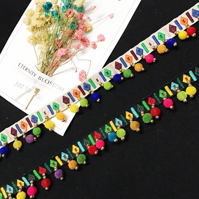 

New Ethnic Jacquard Ribbon DIY Wool Ball Nail Bead Lace Accessories