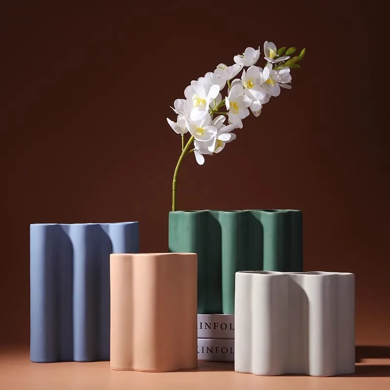 

Boho Nordic Ceramic Flowers Vase Pot Home Decor Room Decoration Office Study Living Room Dining Table Interior Vase Luxury