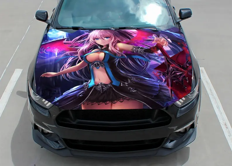 

Car hood wrap decal, sexy anime, demon girl, magic, vinyl, sticker, graphic, truck decal, truck graphic, bonnet wrap decal, f150