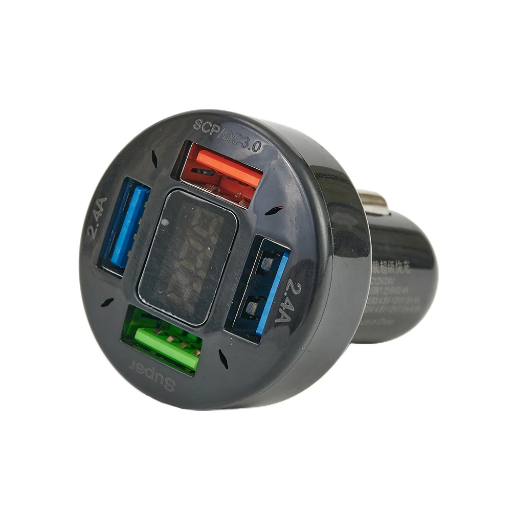 

4 USB Port Car Charger Super Charging Adapter Type C QC3.0 Phone Charger LED Display Car Phone Adapter For IPhone 13 Xiaomi