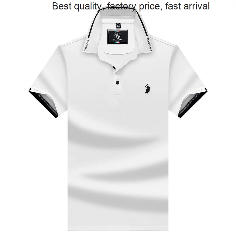

Рубашка-поло мужская с вышивкой, хлопковая дышащая футболка с короткими рукавами, роскошная брендовая однотонная Повседневная, лето