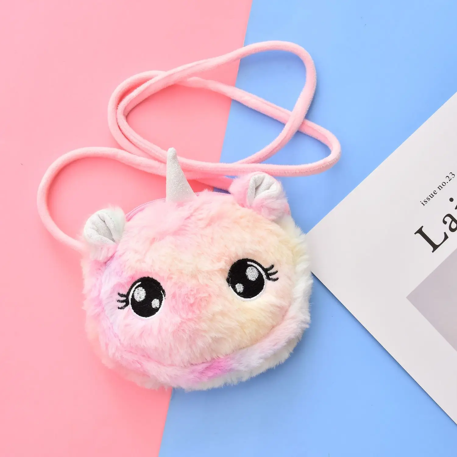 Korean Thin Cartoon Princess Plush Mini Satchel Children One Shoulder Cross-Body Bag Children Storage Change Small Bag A3307