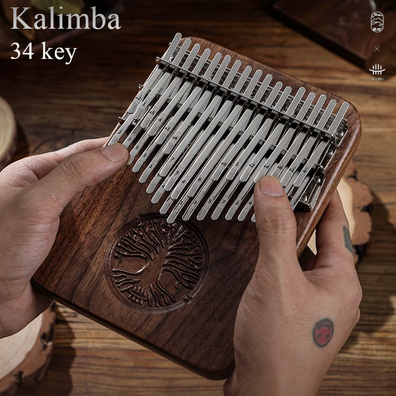 

Клавиатура для пианино hlру Kalimba, деревянная Хроматическая двухрядная клавиатура, 24 клавиши, музыкальный инструмент, профессиональное пианино