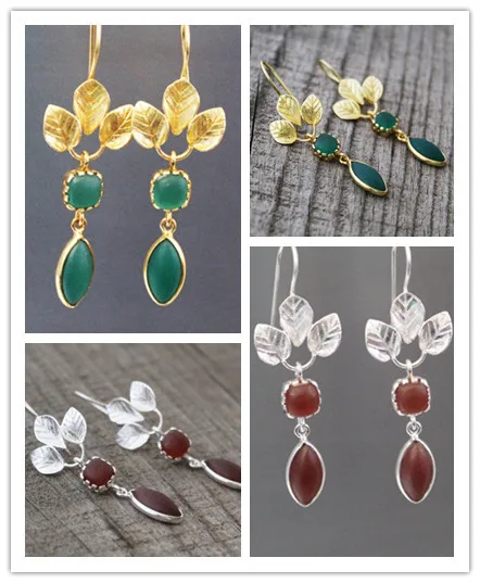 

Silver color earrings Ivy Elven earrings Botanical jewelry Plant earrings Leaf design