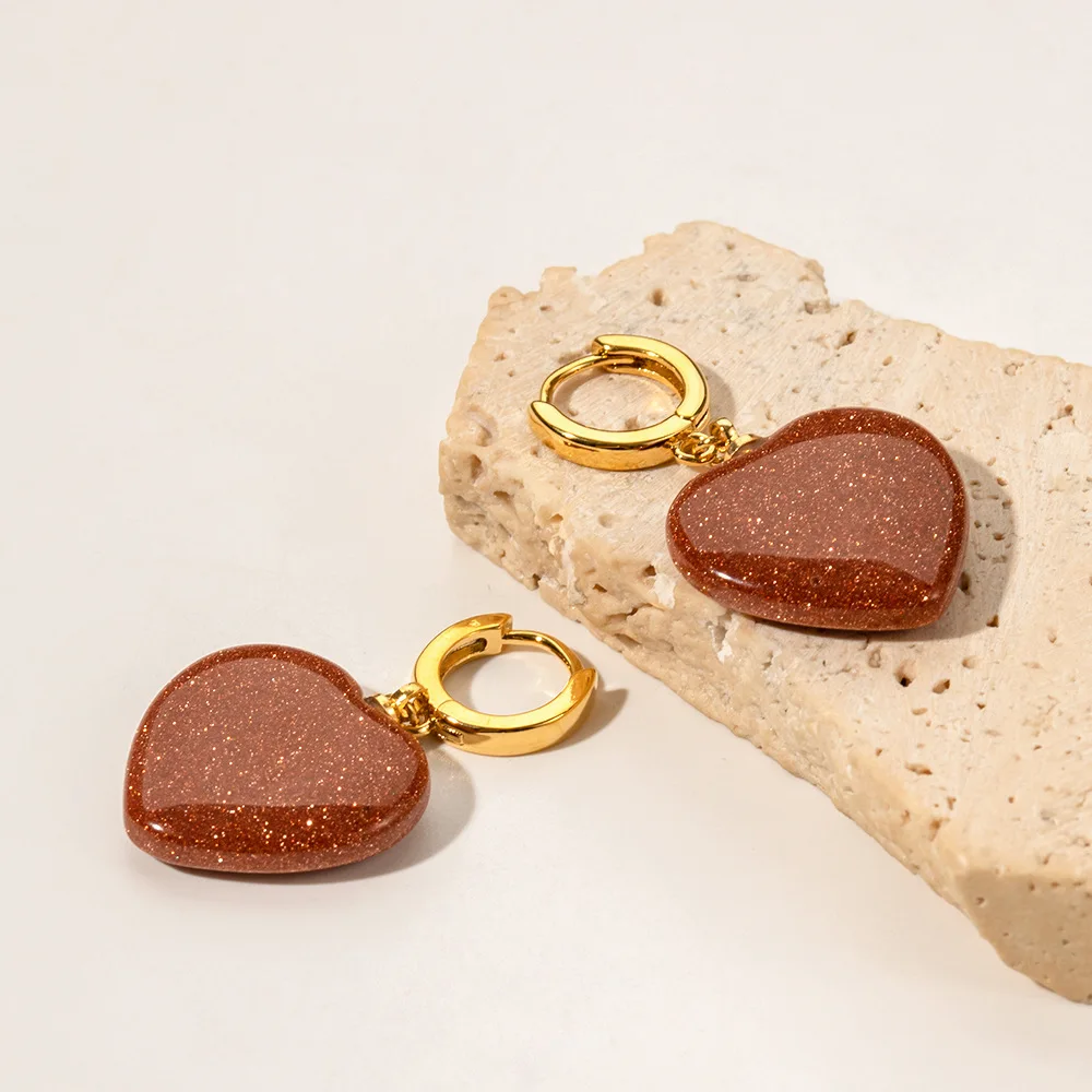 Stainless Steel PVD 18K Gold Plated Tarnish Waterproof Red Resin Heart  Earrings For Woman Jewelry Wholesale Trendy