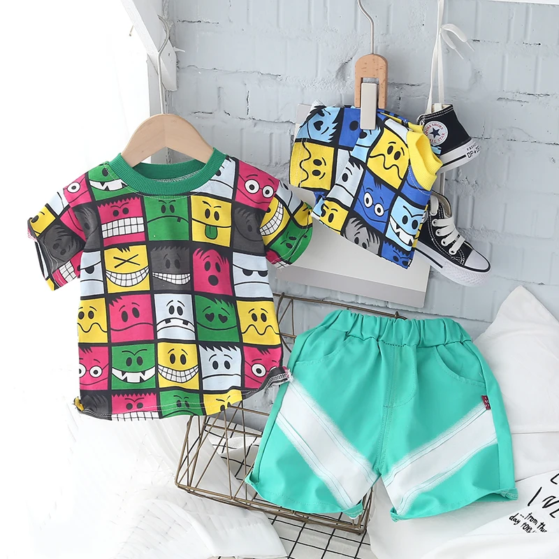 

2 шт., детские летние хлопковые футболки и шорты