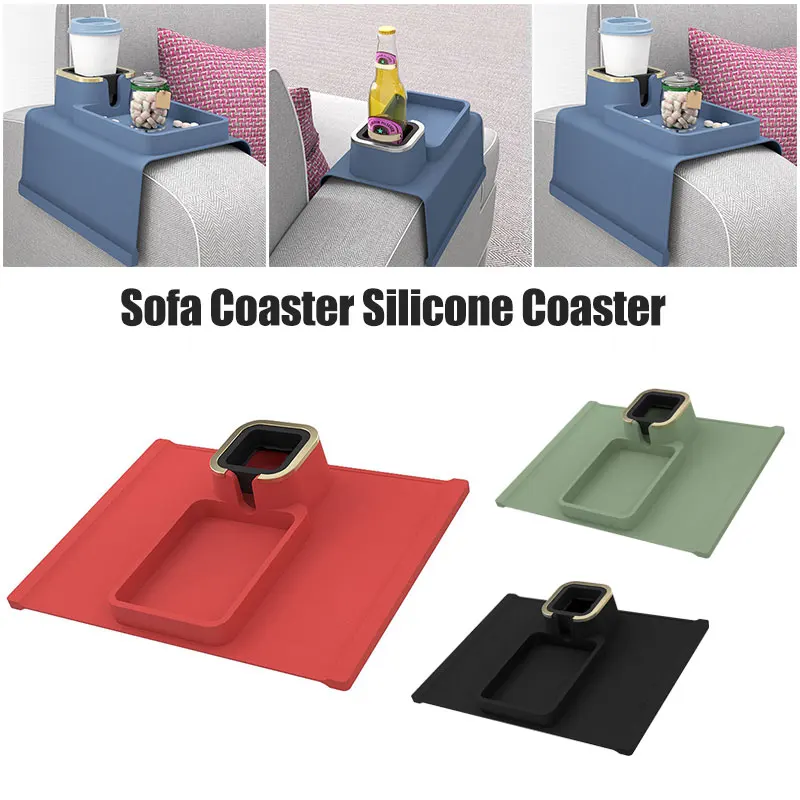 

Silicone Sofa Armrest Tray With Cup Holder Heat-resistant Non-slip Pad Home Living Room Silicone Sofa Armrest Tray Kitchen Suppl