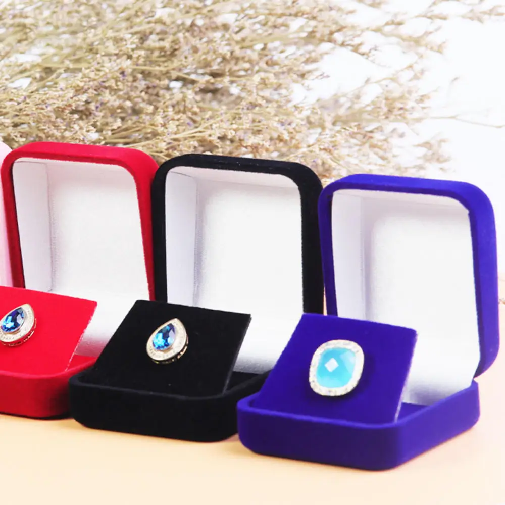 

Square Box Velvet Brooch Storage Box Jewlery Storage Organizer Rings Packaging For Anniversary Wedding Ring Gift Organizer