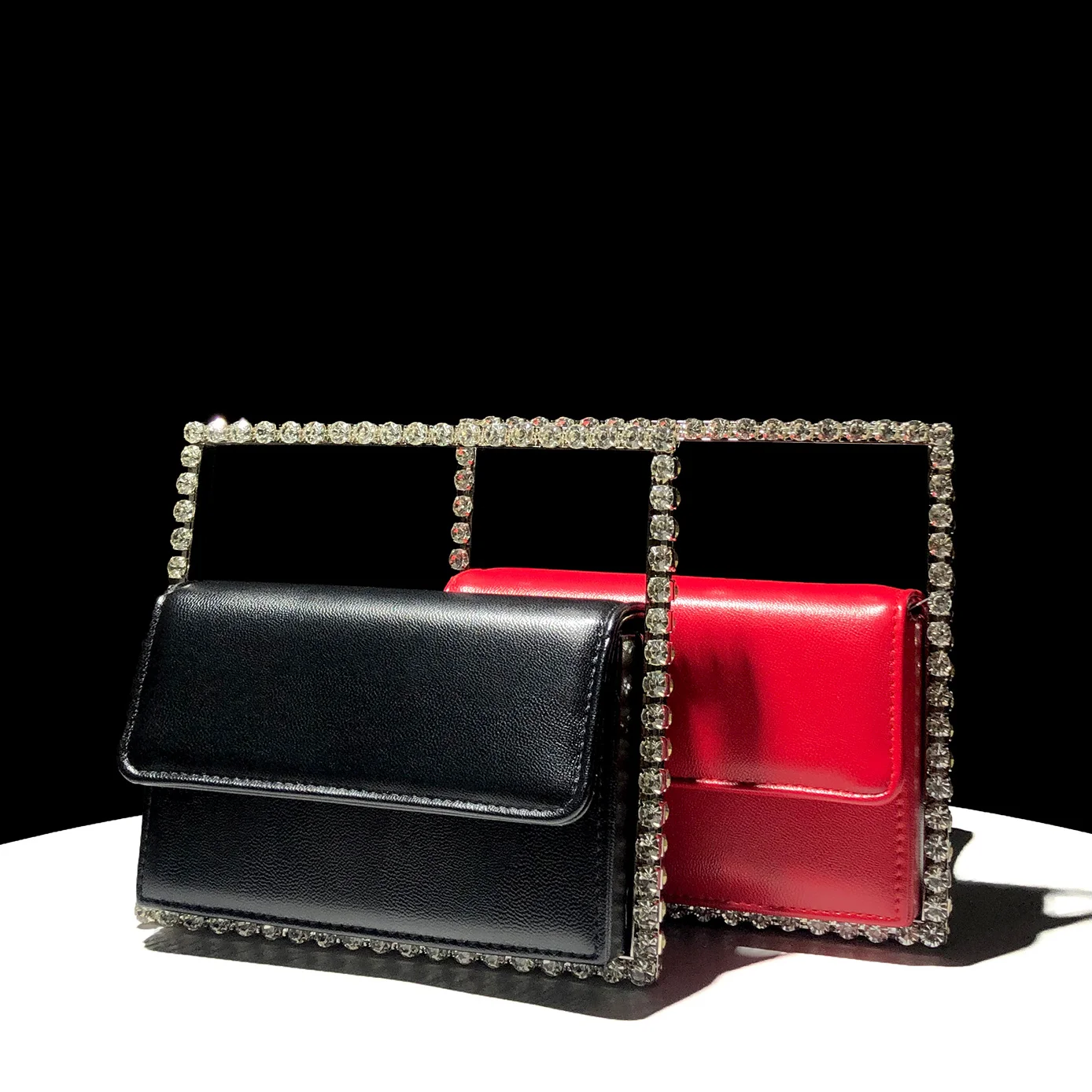 

Fashionable, Versatile, Rhinestone, Diamond Blown, Square Bag, Women, Metal Handle, Leather Bag, Dinner, Evening Envelope