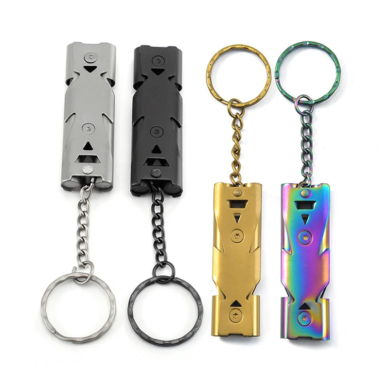 

Portable Whistle Stainless Steel High Decibel Triple Pipe Outdoor Life-Saving Emergency SOS Survival Whistle Keychain