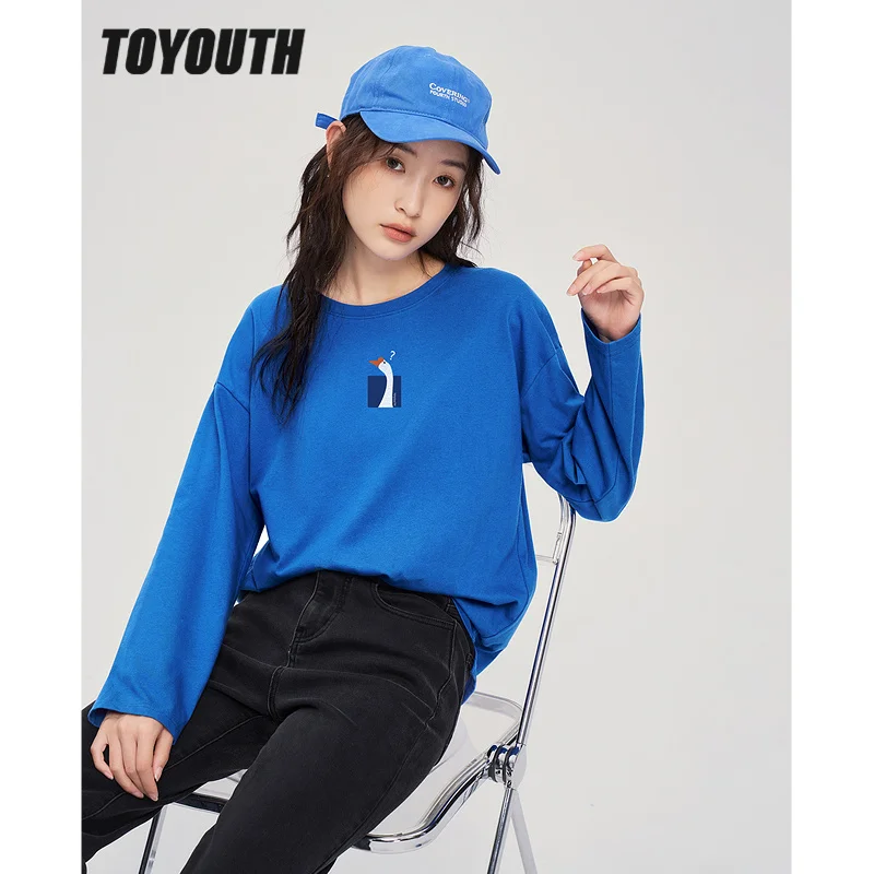 

Женская футболка с длинным рукавом и круглым вырезом, из натурального хлопка