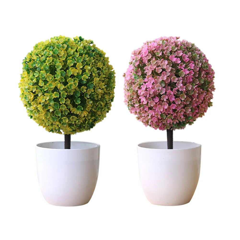 

2Pcs Farmhouse Garden Home Artificial Plants Fake Plants Simulated Plant Pot Vivid Bonsai Ornament Tabletop Plastic Potted Plant