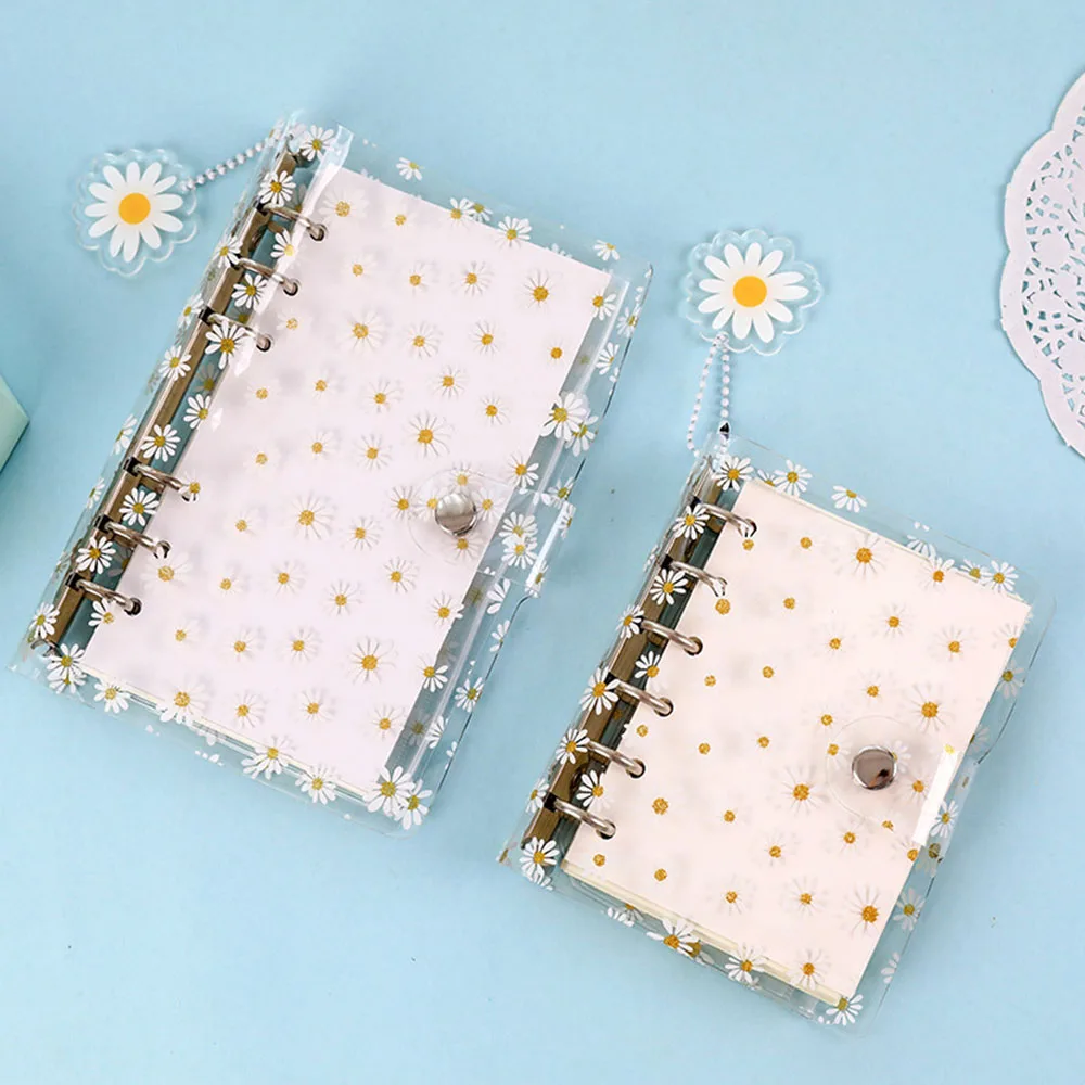 

A6/A7 Cute Little Daisy Notebook Transparent 6 Rings Binder File Folder Loose Leaf Ring Binder Kawaii School Office Supplies