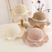 2022 summer new ruffled straw hat fashion adult girl child sun protection hat women outdoor beach travel parent child sun cap
