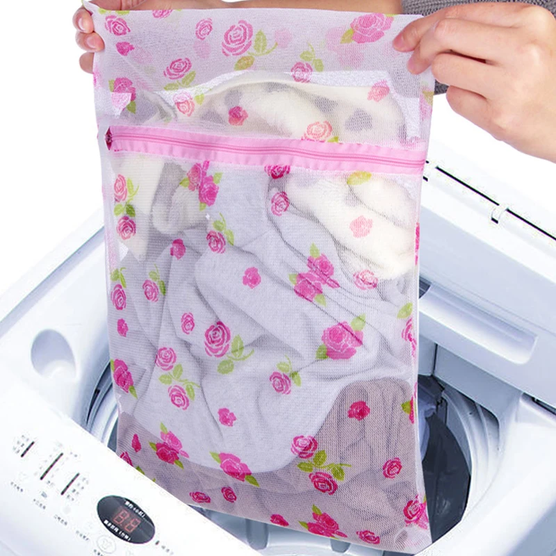 

Fine And Coarse Net Zippered Laundry Wash Bags Foldable Delicates Clothing Care Random Pattern Washing Machine Clothes Protecti