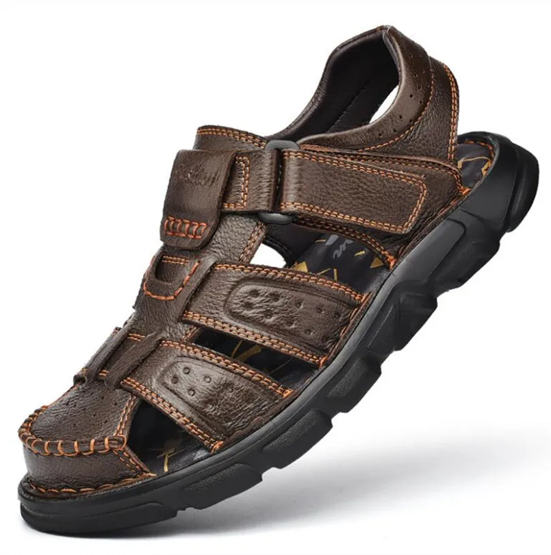 

Genuine Leather Casual Shoes For Men High Quality Classic Men Sandals Summer Outdoor Walking Men Sneakers Breathable Men Sandals