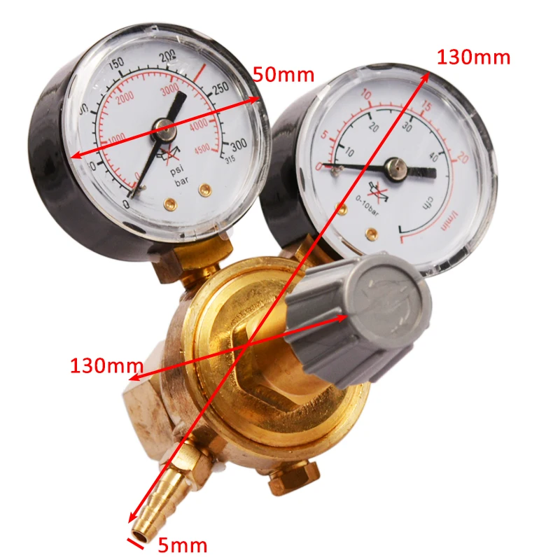 

Mini Argon CO2 Gas Bottle Pressure Regulator Reducer MIG TIG Welding Flow Meter Gauge W21.8 1/4 Thread 0-20 mpa Regulator Valve