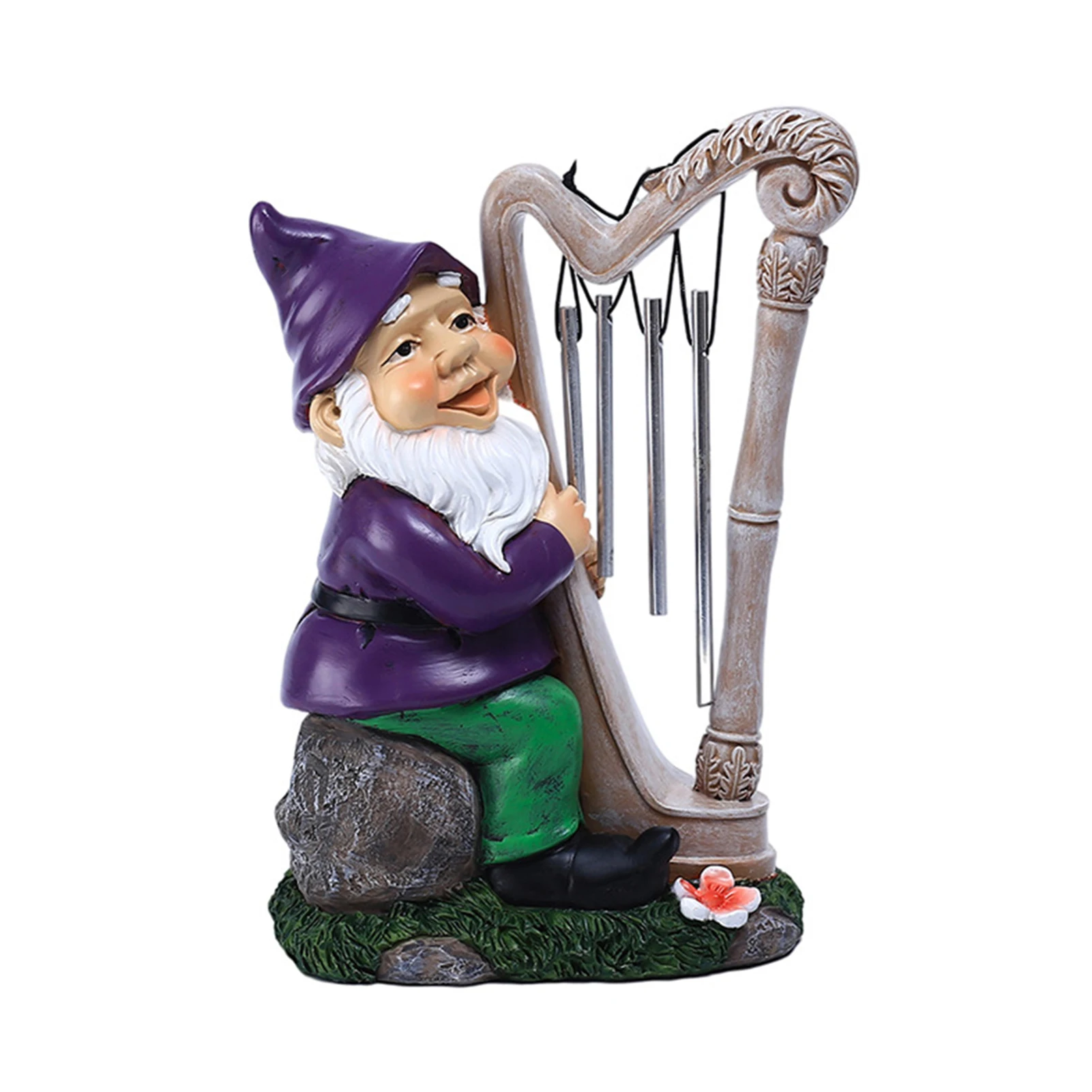 

Wind Chimes Gnomes Decorations For Yard Garden Harp Shape Wind Chime With Naughty Gnome Statue Garden Dwarf Figurine Home Decor