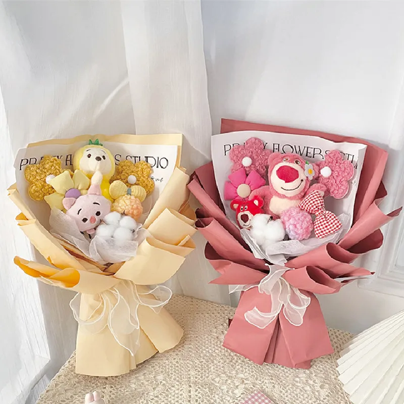 

Disney Anime Cartoon Lots-o-huggin Bear Winnie The Pooh Plush Toys Flower Bouquet Kawaii Plushies Doll Girl Valentine's Day Gift