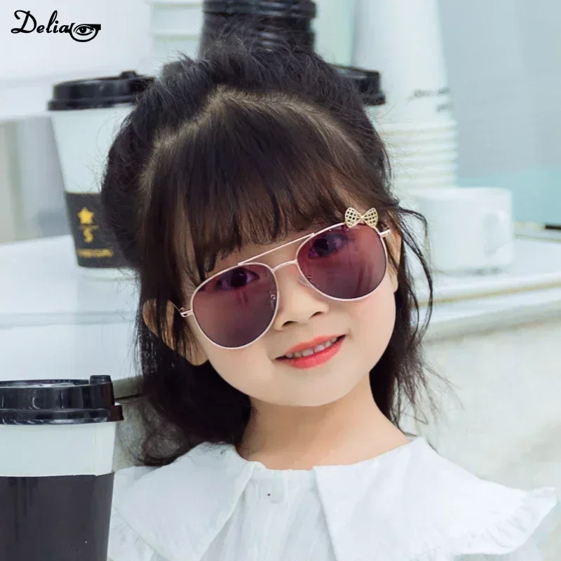 Новинка Детские уличные очки Классические солнцезащитные очки-авиаторы с бантом