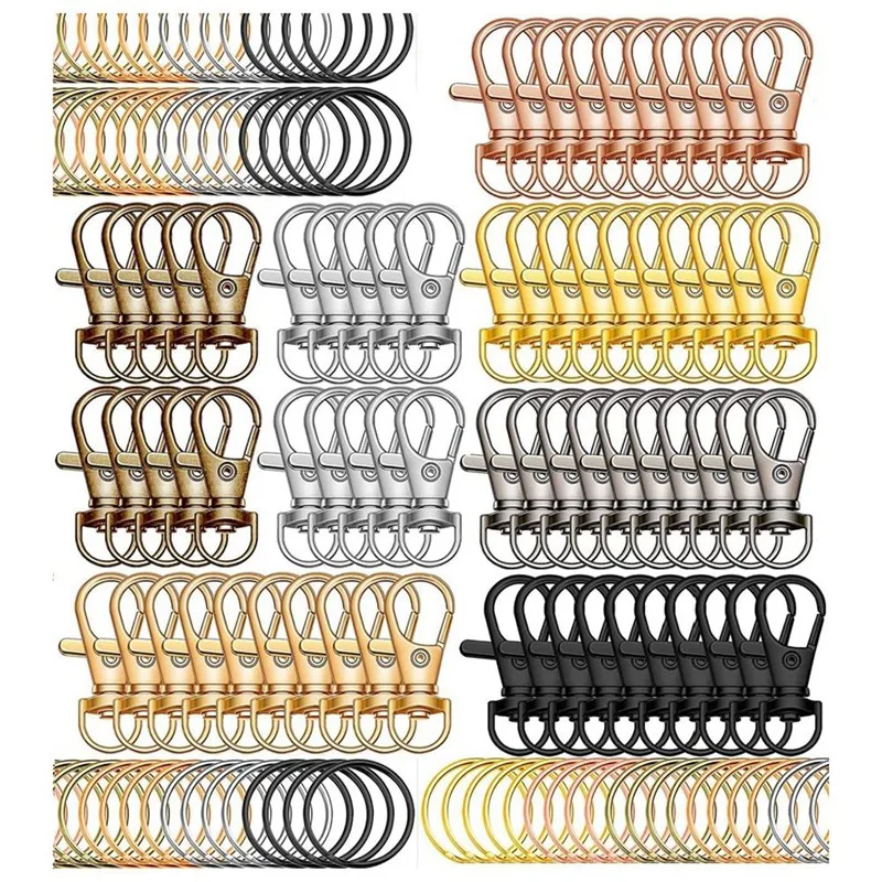 

140Pcs Keyrings Carabiner Keyring Swivel Snap Hook Lobster Clasp Key Chain Clip Keyring For Keyring