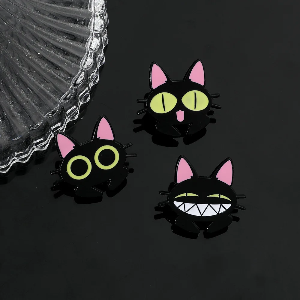 Персональная креативная металлическая брошь в виде мультяшного кота на Хэллоуин