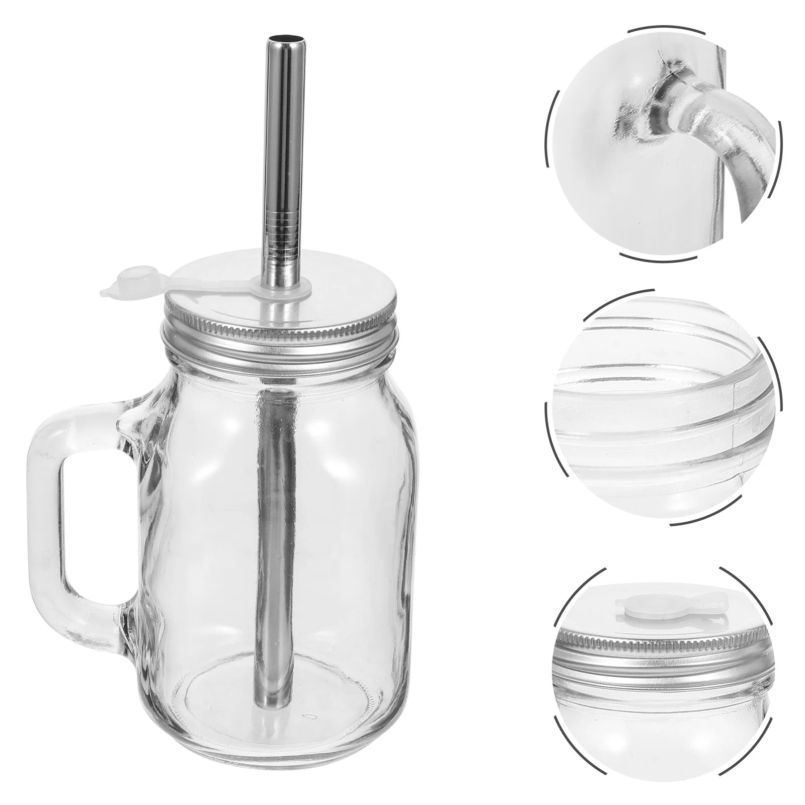 

2 Sets Coffee Cup Glass Tumbler Lid Water Bottles Glass Drinking Bottles Lids Juice Glass Mason Jar Juicing Cup
