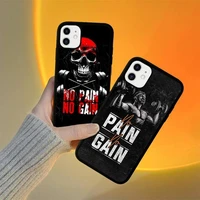 no pain no gain gym fitness phone case for iphone 12 11 13 7 8 6 s plus x xs xr pro max mini shell