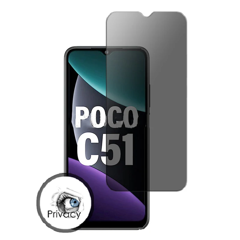 

Anti Spy Tempered Glass for Xiaomi Poco C51 Privacy Screen Protector POCO PocoC51 Black Edge Anti Peeping Protective Front Film