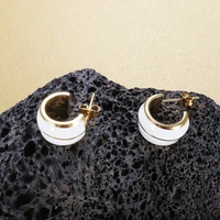 non tarnish waterproof jewelry accessories for women geometric earrings stainless steel c shaped dripping oil stud hoop earring