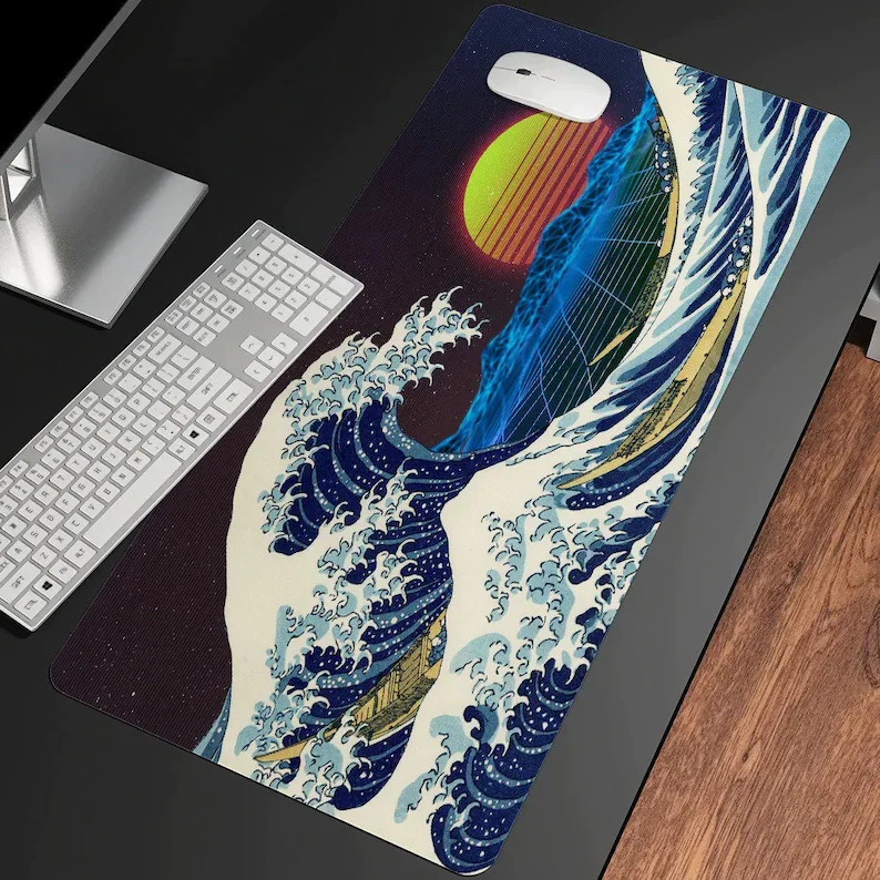 

Japan Sea Wave Mouse Pad, Great Wave Off Art Large Size Mouse Pad Natural Rubber PC Computer Gaming Mousepad Desk