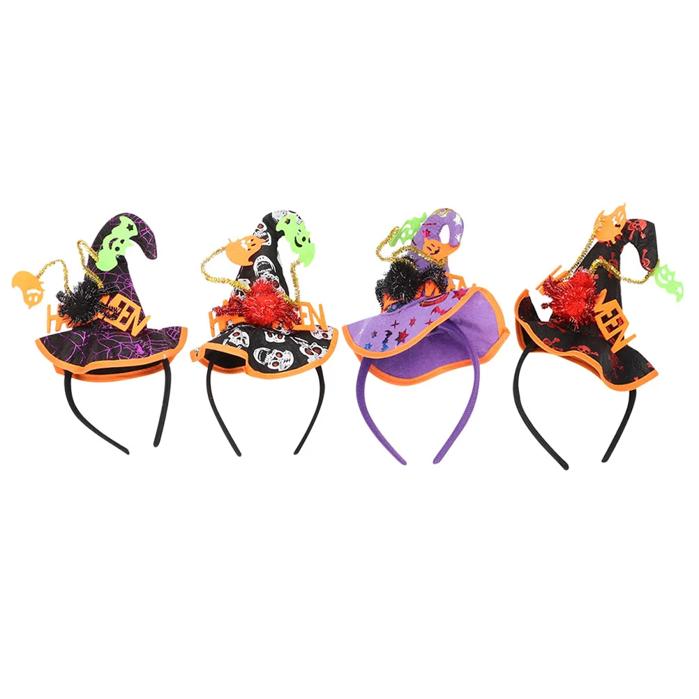 

4pcs Letter Spider Witch Hat Headbands Creepy Hair Bands
