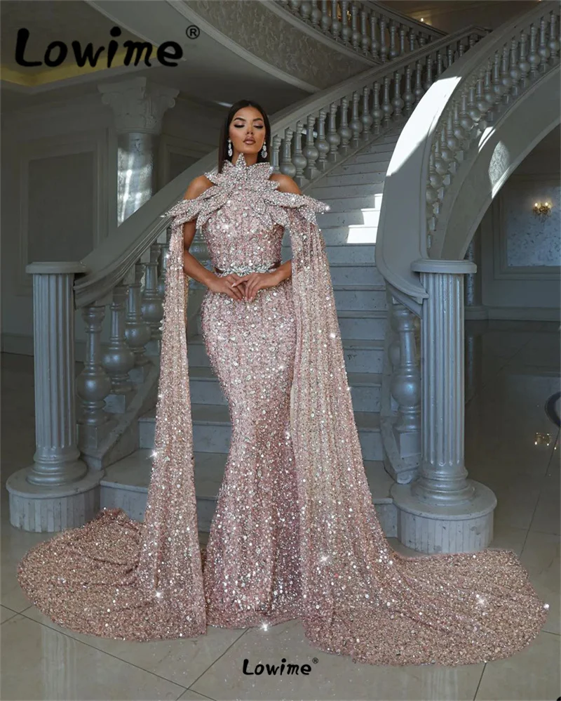 

Long Evening Dresses Dubai Middle East Women Party Gowns Vestidos De Fiesta 2023 Customize Crystals Beaded Sequined Prom Dress