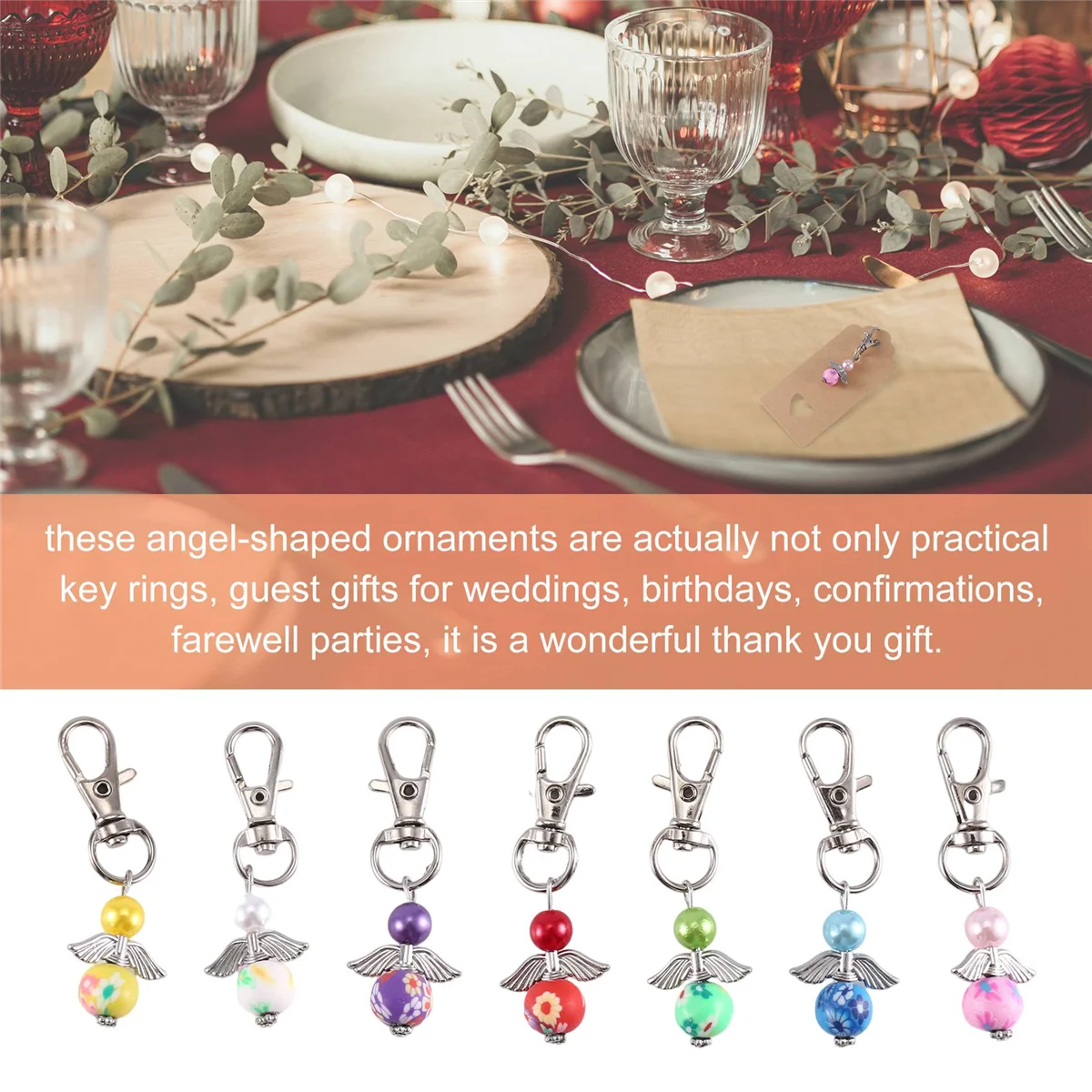 Guardian Angel Pendant Angle with Star Key Ring Lucky Guest Gifts Wedding Girls Organza Bag