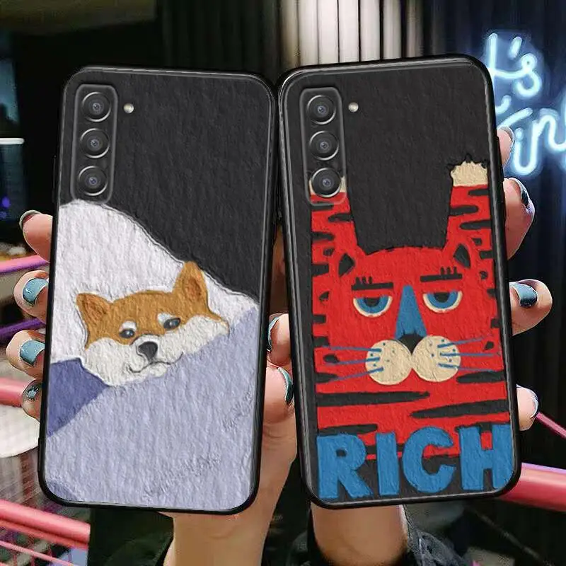 

Oil Painting Corgi Dog and Tiger Phone cover hull For SamSung Galaxy s6 s7 S8 S9 S10E S20 S21 S5 S30 Plus S20 fe 5G Lite Ultra E