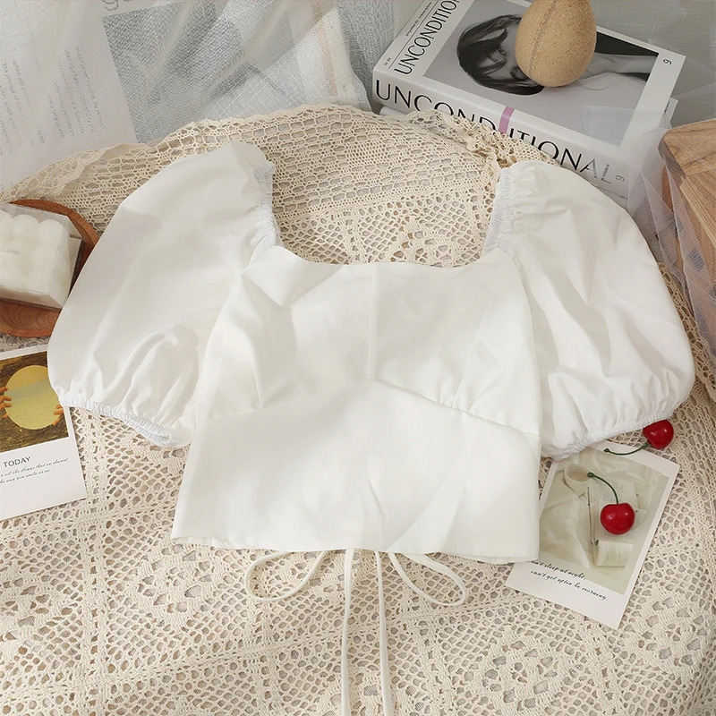 Однотонные укороченные женские футболки Y2K уличная одежда повседневная женская