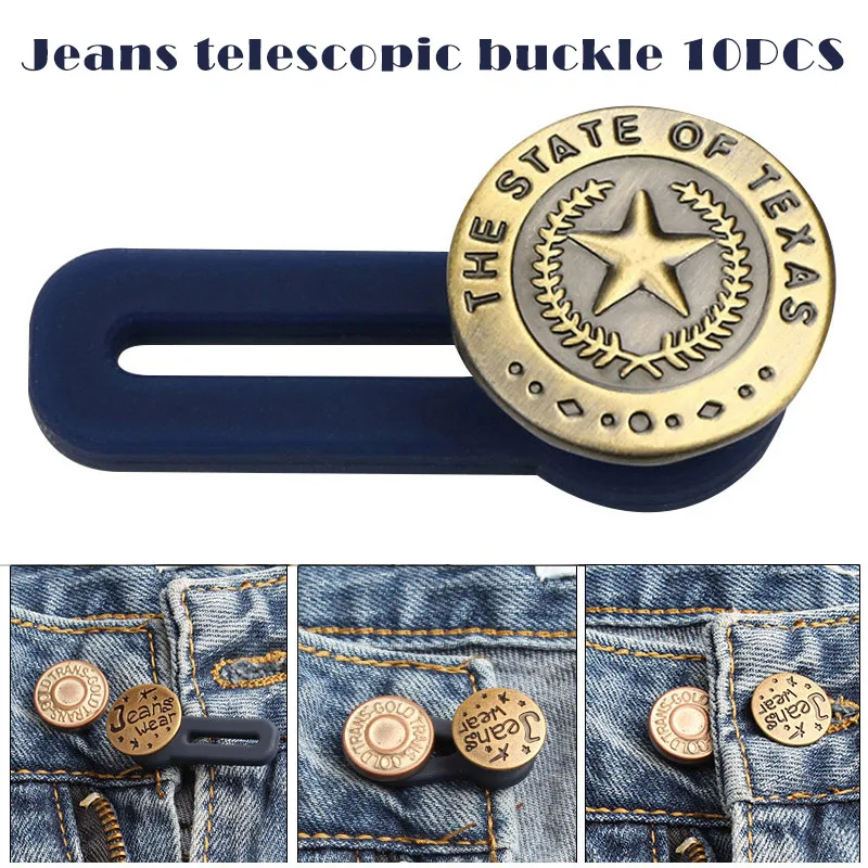 

10pcs Jeans Retractable Button Adjustable Detachable Extended Button Clothing Jeans Extended Buckles Pant Waistband Expander