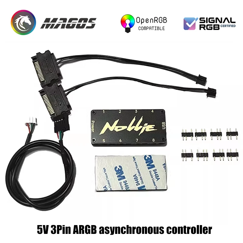 Nollie Signal-RGB, концентратор управления RGB с программным обеспечением OpenRGB, асинхронный контроллер 5 В, 3 контакта для управления светодиодной подсветкой компьютерного шкафа (art.: 3920d2eecc56f) - 3920d2eecc56f