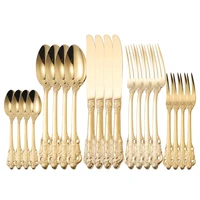 coffee spoon golden cutlery set 20pcs stainless steel dinnerware set complete forks spoons knives golden tableware set flatware
