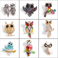 cute owl brooches for woman and man rhinestone personality animal brooch pin clothing decoration accessories jewelry gift